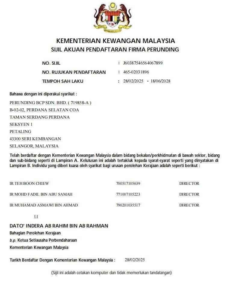 Ministry of Finance Registration